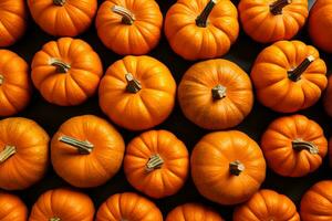 Haut vue de une Frais savoureux mûr citrouilles. fruit texturé Contexte photo