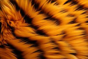 abstrait Orange et noir tigre rayures artificiel duveteux Contexte. tapis ou couverture photo