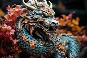 chinois dragon, dans le style de détaillé multicouche compositions, fantastique personnage, coloré brillant fond.ai génératif art photo