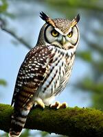 mignonne hibou oiseau proche en haut photo