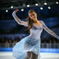 figure patinage. artistique expression et impressionnant athlétisme sur la glace photo