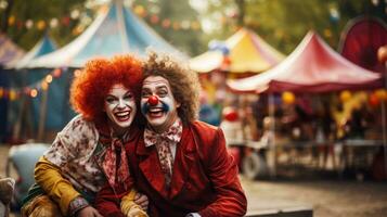 clowns. souriant idiot et coloré animateurs photo