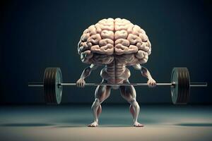 cerveau levage lester. fort mentalité, génie, mental santé concept. photo
