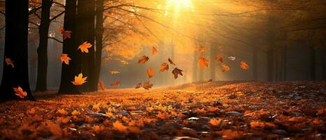 l'automne Contexte avec l'automne feuilles chute vers le bas ai génératif photo