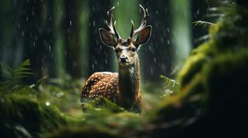 photo Contexte de faune dans pluvieux forêt ai génératif