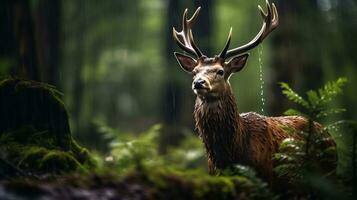 photo Contexte de faune dans pluvieux forêt ai génératif