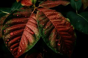 macro feuille rouge. produire ai photo