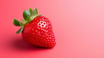 une fraise sur rose pastel isolé Contexte ai génératif photo
