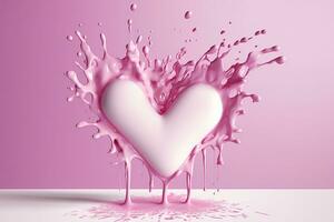 rose cœur forme Lait éclaboussure, romantique nourriture symbole pour valentines jour, ai génératif photo