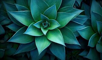 tropical plantes succulentes fond d'écran. texturé bleu agave bannière. pour carte postale, livre illustration. établi avec génératif ai outils photo