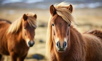deux islandais à crinière succulente les chevaux. établi avec ai photo