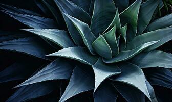 tropical plantes succulentes fond d'écran. texturé bleu agave bannière. pour carte postale, livre illustration. établi avec génératif ai outils photo