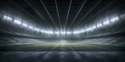 le Football stade à nuit. génératif ai photo