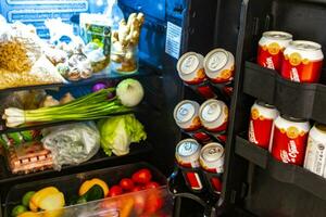 playa del Carmen quintana roo Mexique 2022 plein frigo avec tout vous avoir besoin fruit des légumes les boissons Bière Mexique. photo