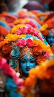 coloré parapluies et costumes remplir le des rues à mumbai carnaval dans Inde photo