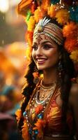 coloré parapluies et costumes remplir le des rues à mumbai carnaval dans Inde photo