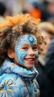 les enfants participer dans le amusement avec visage peindre à agréable photo