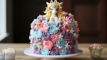 capricieux Licorne gâteau avec arc en ciel couches photo