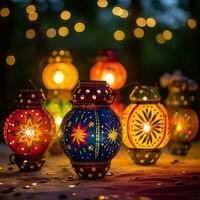 décoratif lanternes bokeh Contexte photo