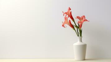 photo de glaïeul fleur dans pot isolé sur blanc Contexte. génératif ai