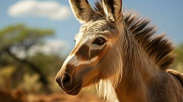 fermer photo de une zonkey à la recherche tout direction. génératif ai