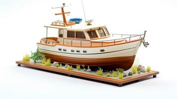 affichage une 3d miniature bateau. génératif ai photo