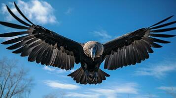 photo de une vautour en dessous de bleu ciel. génératif ai
