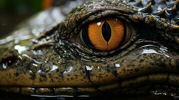 fermer photo de une crocodile à la recherche dans leur habitat. génératif ai