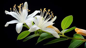 photo de magnifique chèvrefeuille fleur isolé sur blanc Contexte. génératif ai