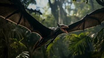 photo de ptérodactyle Rex dans le jungle. génératif ai