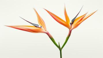 photo de magnifique oiseau de paradis fleur isolé sur blanc Contexte. génératif ai