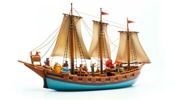 affichage une 3d miniature bateau. génératif ai photo