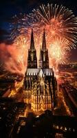 feux d'artifice lumière en haut le ciel au dessus eau de Cologne carnaval célébrations photo