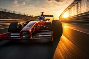 une courses voiture fonctionnement à haute la vitesse sur une course Piste photo