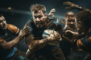 Masculin le rugby joueurs en compétition sur le le rugby champ photo