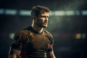 Masculin le rugby joueurs en compétition sur le le rugby champ photo