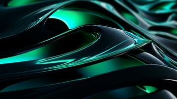 3d futuriste forme Contexte avec illustration de bleu vert et noir couleur. génératif ai photo