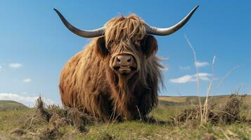 photo de une yak dans le les terres agricoles. génératif ai