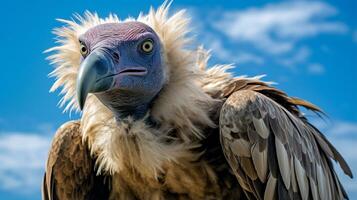 photo de une vautour en dessous de bleu ciel. génératif ai