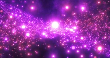 abstrait violet énergie particules et vagues magique brillant embrasé futuriste salut-technologie avec brouiller effet et bokeh Contexte photo