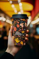 élégant papier café tasses se vanter astucieux dessins mettant en valeur excentrique pop culture photo