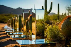 csp plante miroirs luisant en dessous de désert Soleil Contexte avec vide espace pour texte photo