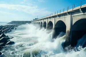 marée barrage capturer les mers énergie Contexte avec vide espace pour texte photo
