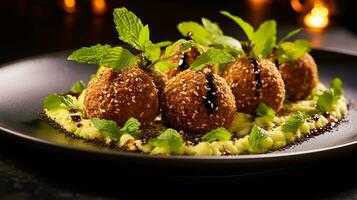 photo de falafel comme une plat dans une haut de gamme restaurant. génératif ai