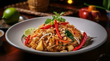photo de végétalien tampon thaïlandais comme une plat dans une haut de gamme restaurant. génératif ai