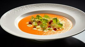 photo de Gaspacho comme une plat dans une haut de gamme restaurant. génératif ai