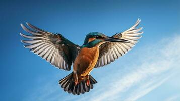 photo de une martin-pêcheur en dessous de bleu ciel. génératif ai