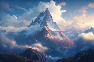 image de le admiration inspirant grandeur de Montagne dans anime style photo