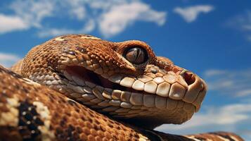 photo de une boa constricteur en dessous de bleu ciel. génératif ai