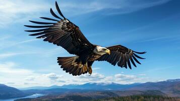 photo de une Aigle en dessous de bleu ciel. génératif ai